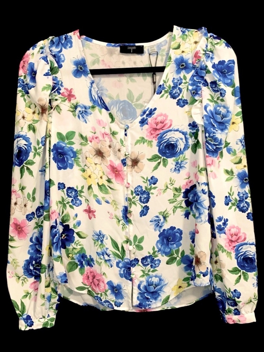 T Tahari Water Garden Floral Print Blouse